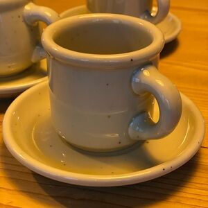 1970’s Set of 10 Galaxy Vintage Stoneware Saucer Plates and Coffee Cups